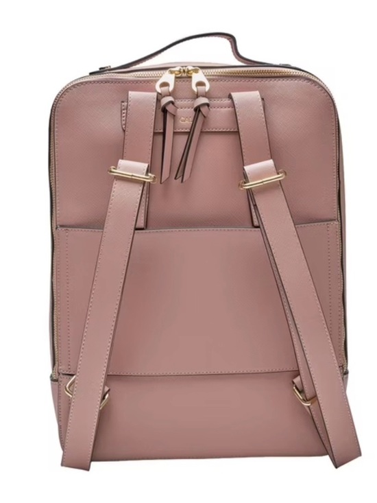 Calpak Dusty Rose Leather Laptop Backpack with Woven Trim main image 5